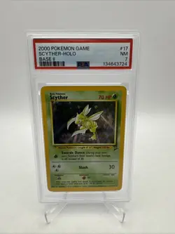 PSA 7 Scyther Holo 17/130 Base Set 2 2000 Pokemon Card - Image 1