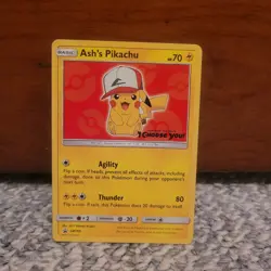 ASH'S PIKACHU 2017 POKEMON I CHOOSE YOU BLACK STAR PROMO #SM109 - Image 1