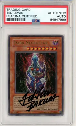 PSA Signed Ted Lewis 2003 Dark Necrofear LON-065 Ultra Rare Yu-Gi-Oh! TCG - Image 1