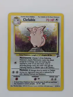 Clefable 5/130 Holo Rare WotC Card Pokemon Base Set 2 - Image 1