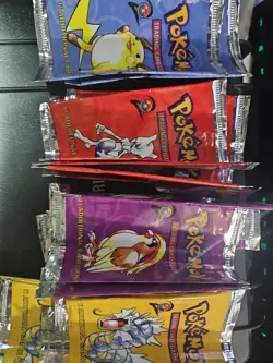 Base Set 2 Pokemon Packs (EMPTY) -NO CARDS 6 Yellow 4 Purple 5 Red 3 Blue - Image 1