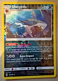 Pokemon TCG Sharpedo 82/149 Sun & Moon Reverse Holo Rare Card - Image 1