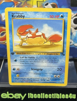 1999 POKEMON CARD FOSSIL KRABBY 51/62 1ST EDITION (COMMON) LP 1999 WOTC F/S - Image 1