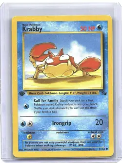 1st Edition Krabby 51/62 Fossil Set - Common Pokemon Card - NM/Mint - Image 1