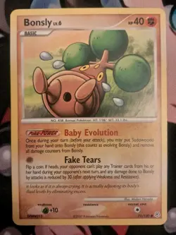 Bonsly 71/130 Diamond and Pearl Regular Card 2007 Pokemon TCG LP Condition - Image 1