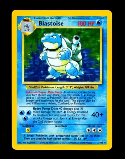 1999 Pokemon BLASTOISE Base Set STAGE ERROR Unlimited Edition HOLO Card 2/102 NM - Image 1