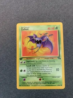 Pokemon TCG Zubat Fossil Card 1st Edition Regular Common - Image 1