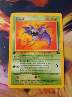 Pokemon TCG Zubat Fossil Card 1st Edition Regular Common LP To MP - Image 1