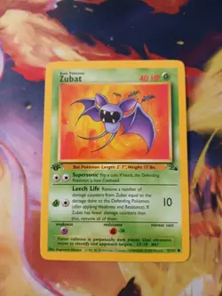 Pokemon TCG Zubat Fossil Card 1st Edition Regular Common LP To MP - Image 3