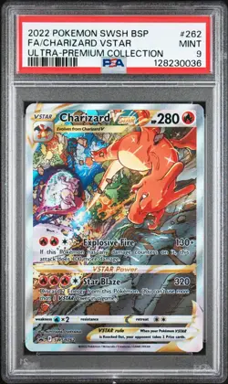 2022 POKEMON SWSH BLACK STAR PROMO #262 FULL ART/CHARIZARD VSTAR PSA 9 - Image 1