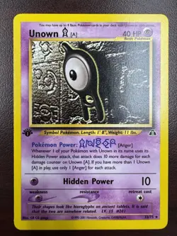 2001 Pokemon Neo Discovery 1st Edition Unown A #33/75 LP+ - Image 1