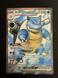 Pokemon TCG Blastoise EX Full Art 184/165 Scarlet and Violet 151 Ultra Rare - Image 1