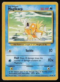 Pokemon Vintage Magikarp 035/102 Base Set Non-Holo - HP / DMG - Image 1