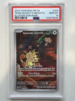 PSA 10 Team Rocket's Meowth #203/182 - Destined Rivals Pokemon TCG - Image 1
