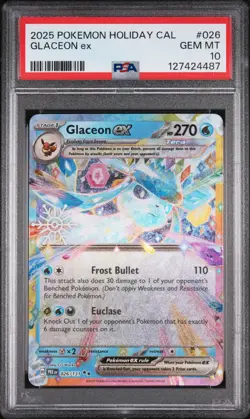 2025 POKEMON HOLIDAY CALENDAR #026 GLACEON EX PSA 10 - Image 1