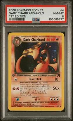 2000 Pokemon Dark Charizard Holo 1st Edition 4/82 PSA 8 NM-MT (Team Rocket) - Image 1