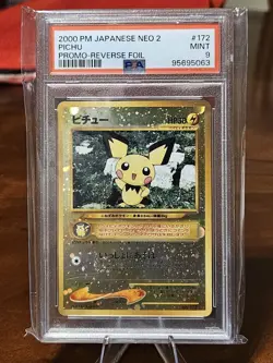 Pokemon | Pichu #172 Reverse Holo | PSA 9 Mint (Globes + Swirl) Neo 2 File - Image 1
