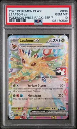Leafeon ex Prize Series 7 Pokemon Play PSA 10 GEM MINT - Image 1