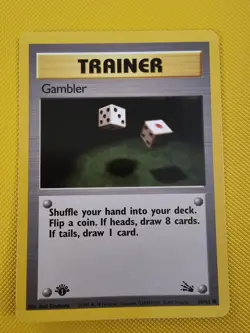 Gambler 1st Edition - 60/62 - Common Trainer Card - Fossil Set 1999 WOTC Pokemon - Image 1