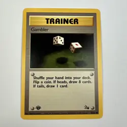 Gambler 1st Edition - 60/62 - Common Trainer Card - Fossil Set 1999 WOTC Pokemon - Image 1