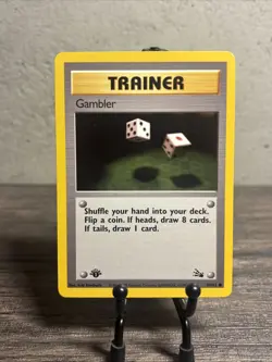 Pokemon Fossil Common Card - Trainer Gambler 60/62 Unlimited Edition-LP!! - Image 1