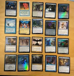 Magic The Gathering Lot Of 20 Blue Cards Including Rares and Mythics NM - Image 1