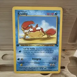 Krabby Pokemon TCG Fossil Card 51/62 1st Edition Common - Image 1