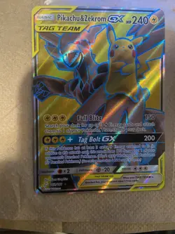 Pokemon Pikachu & Zekrom GX TCG Sun & Moon Team Up Holo Ultra Rare Card - Image 1