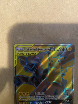 Pokemon Pikachu & Zekrom GX TCG Sun & Moon Team Up Holo Ultra Rare Card - Image 2