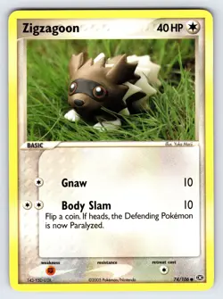 Zigzagoon 74/106 2005 EX Emerald Pokemon Card TCG Yuka Morii Common - Nm/Vlp - Image 1