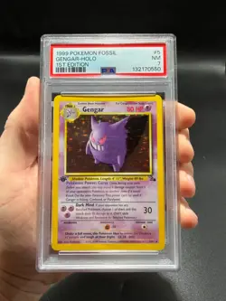 1999 Pokemon Fossil Gengar 5/62 Holo Rare 1st Edition PSA 7 NM Vintage WOTC - Image 1