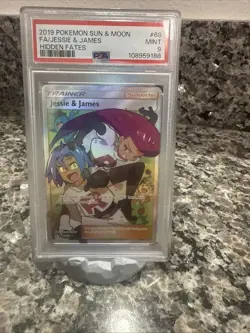 2019 POKEMON SUN & MOON HIDDEN FATES #68 FULL ART/JESSIE & JAMES PSA 9 - Image 1