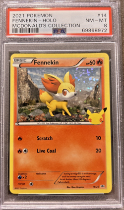 PSA 8 Fennekin Holo #14 - 2021 Pokemon McDonald’s 25th Anniversary Promo - Image 1