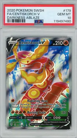 2020 Pokemon Sword & Shield Darkness Ablaze Centiskorch V #179 PSA 10 Gem Mint - Image 1