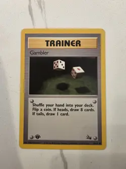 Pokemon TCG Gambler 60/62 Fossil 1st Edition Trainer 1999 - NM - Image 1