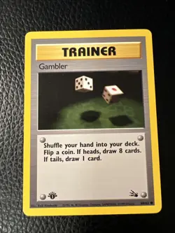 1st Edition Trainer Gambler 60/62 Fossil F2 Vintage 1999 Pokemon NM - Image 1