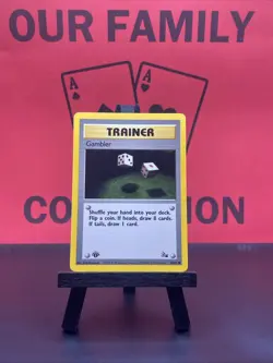 Gambler 60/62 Trainer Fossil 1st Edition Common 1999 WOTC Pokemon TCG LP - Image 1