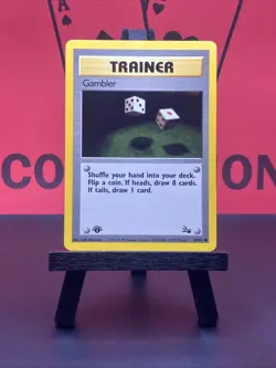 Gambler 60/62 Trainer Fossil 1st Edition Common 1999 WOTC Pokemon TCG LP - Image 2