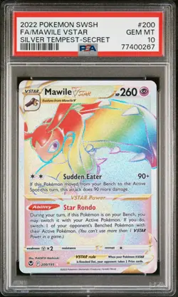 2022 Pokemon SWSH Silver Tempest FA/Mawile VStar - Secret RAINBOW #200 PSA 10 - Image 1