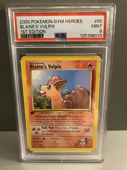2000 Pokemon Gym Heroes Blaine's Vulpix #65 1st Editon PSA 9 - Image 1