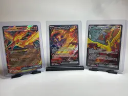 Team Rocket Moltres All 3 UPC Destined Rivals Stamped Promo Cards, Holo, NM - Image 1