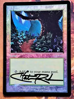 Mtg ARENA foil Forest Signed By Christopher Rush - Image 1