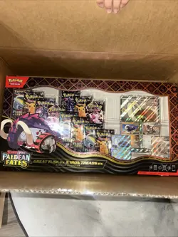 (2 Pokemon TCG PALDEAN FATES Great Tusk Iron Treads Ex Premium Collection Sealed - Image 1