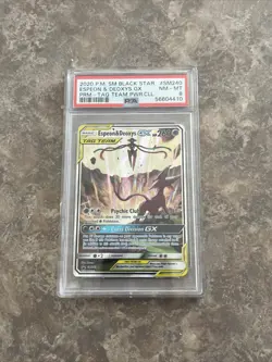 2020 POKEMON SM BLACK STAR PROMOS #SM240 ESPEON & DEOXYS GX TAG TEAM PSA 8 - Image 1