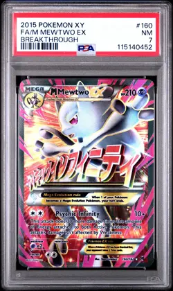 2015 POKEMON XY BREAKTHROUGH #160 FULL ART/M MEWTWO EX PSA 7 - Image 1