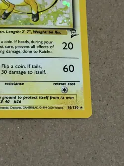 Raichu 16/130 Base Set 2 Holo Rare Pokemon TCG - LP+ Swirl - Image 4