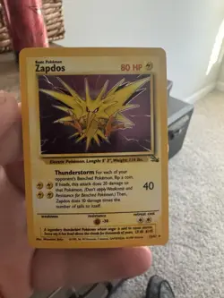 Pokemon TCG Zapdos Fossil Holo Rare Card 15/62 Unlimited LP-Vintage 1999 - Image 1