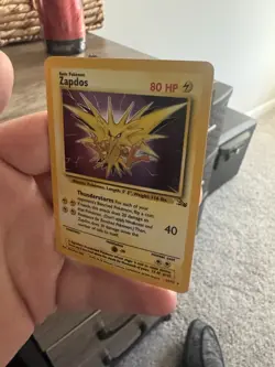 Pokemon TCG Zapdos Fossil Holo Rare Card 15/62 Unlimited LP-Vintage 1999 - Image 3