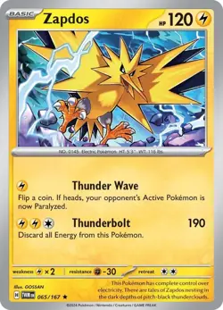 Zapdos - 065/167 - Pokemon TCG Twilight Masquerade (2024) - LP - Holo Rare - Image 1