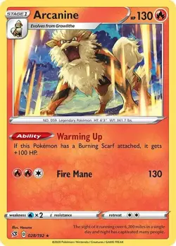 Arcanine - 028/192 - Rebel Clash - Pokemon TCG - NM - Rare - Image 1
